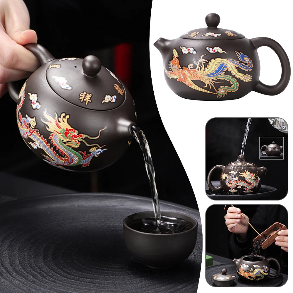 250Ml Hand-Made Purple Clay Teapot Vintage Color-Changing Purple Clay Tea Pot Easy Cleaning Gongfu Teapot Tea Brewer for Lover