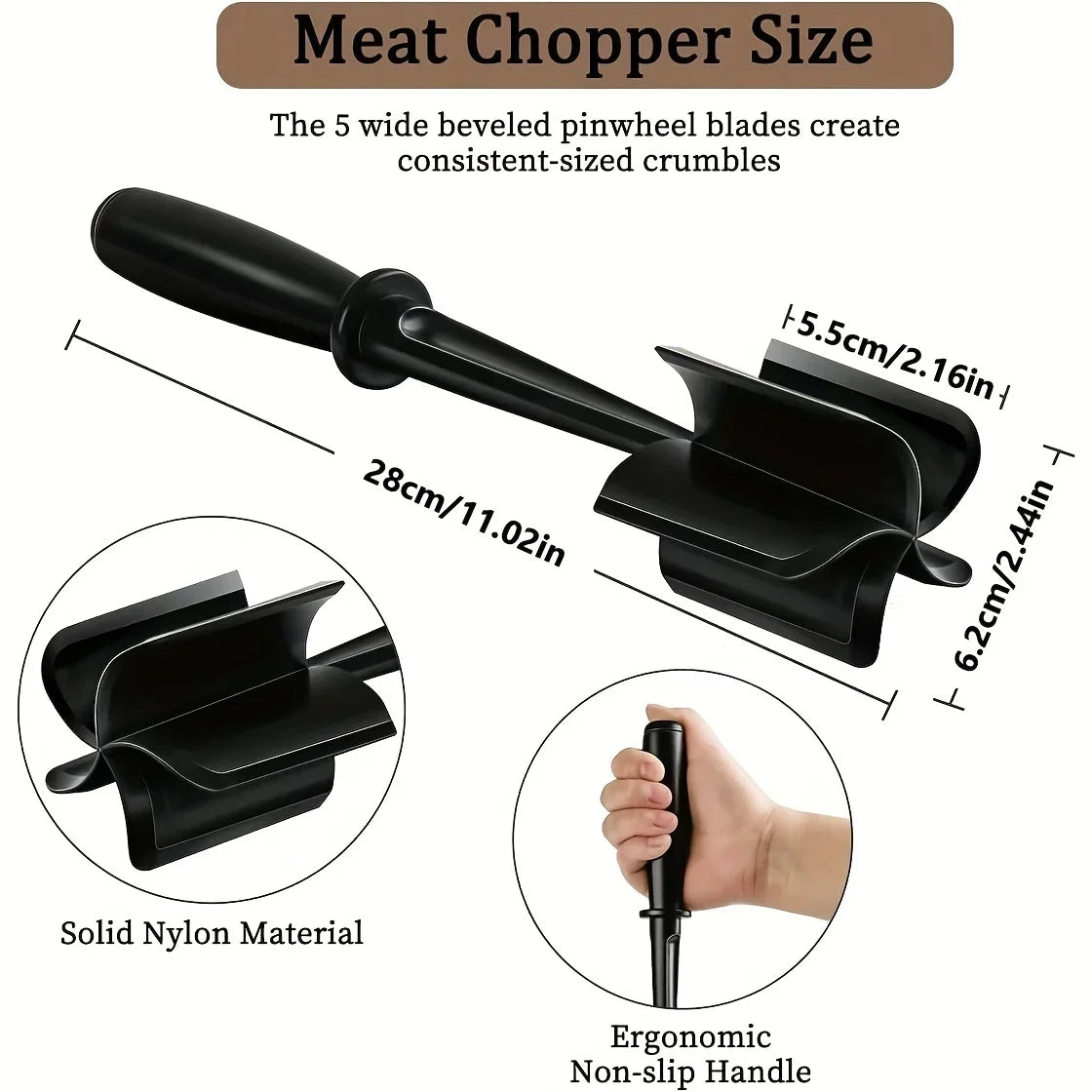 Kitchen Meat Chopper Ground Beef Masher Mixing Grinding and Pounding Spatula Meat Scraper for Mincing Meat Home Gadgets