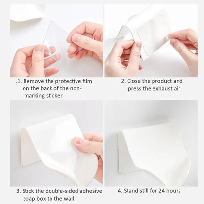 Wall Mounted Soap Dish Drain Soap Holder for Bathroom Self Adhesive Soap Dish Plastic Soap Container Bathroom Accessories