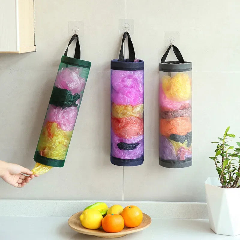 NEW Kitchen Grocery Bag Home Holder Wall Mount Plastic Bag Holder Dispenser Hanging Storage Trash Garbage Bag Garbage Organizer