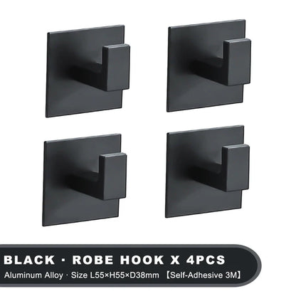 Black Self-Adhesive Wall Hooks for Hanging Keys Clothes Hanger Door 3M Robe Hook Coat Rack Towel Holder Bathroom Accessories