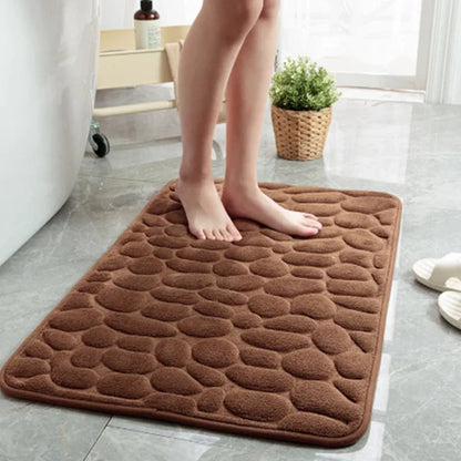 Memory Foam Bath Mat Coral Velvet Super Non-Slip Rapid Water Absorption Soft and Comfortable Easier to Dry Machine Wash Bathroom