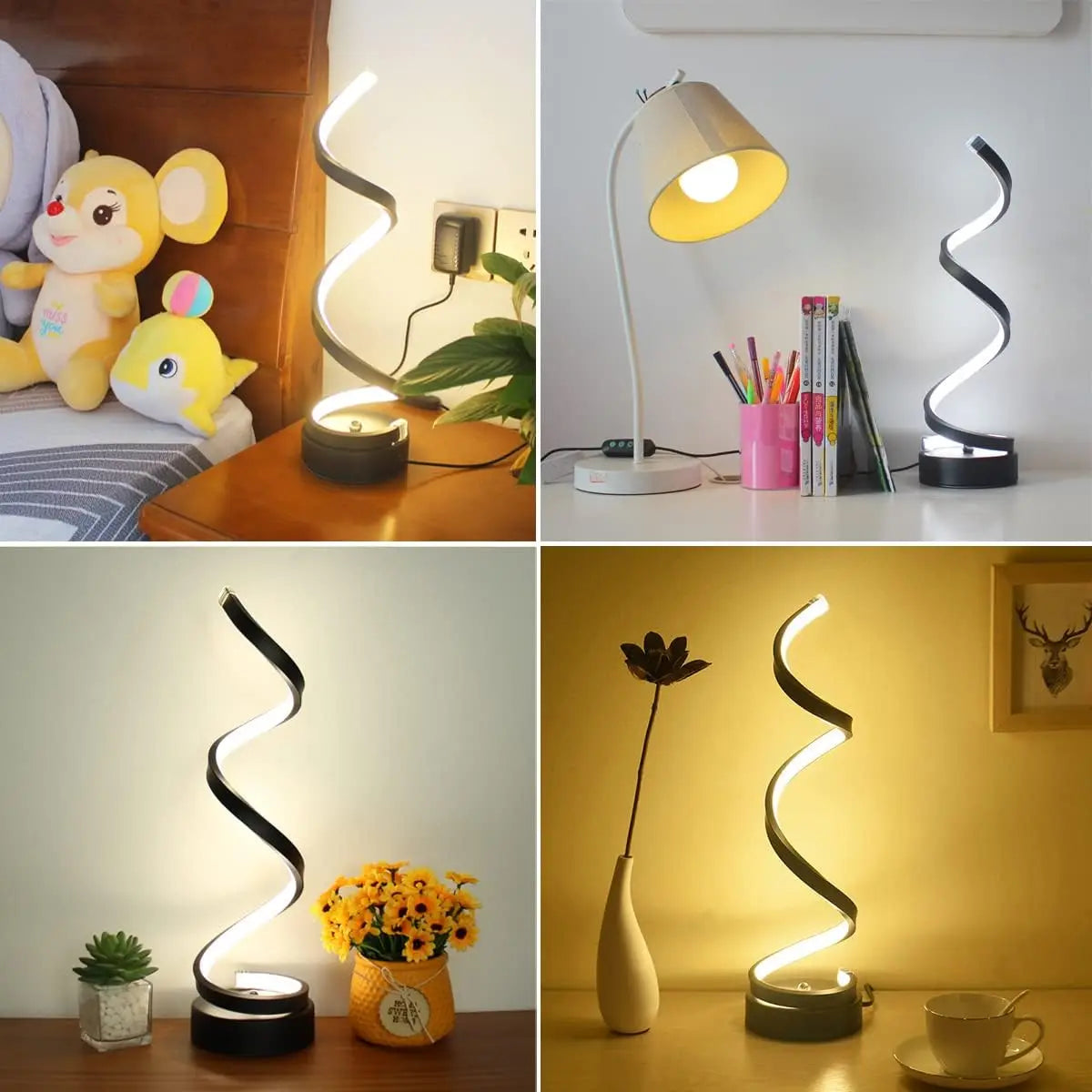 Table Lamps for Living Room,Modern Spiral Dimmable LED Table Lamp, Small Bedside Lamps, Nightstand Lamp for Bedroom Office Home