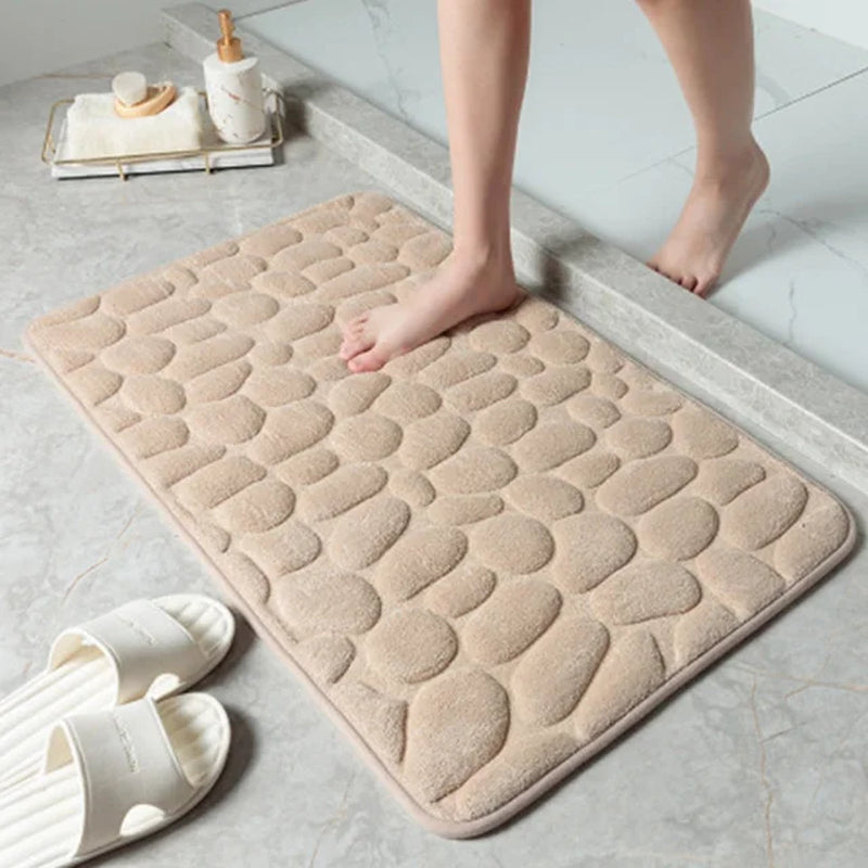 Memory Foam Bath Mat Coral Velvet Super Non-Slip Rapid Water Absorption Soft and Comfortable Easier to Dry Machine Wash Bathroom