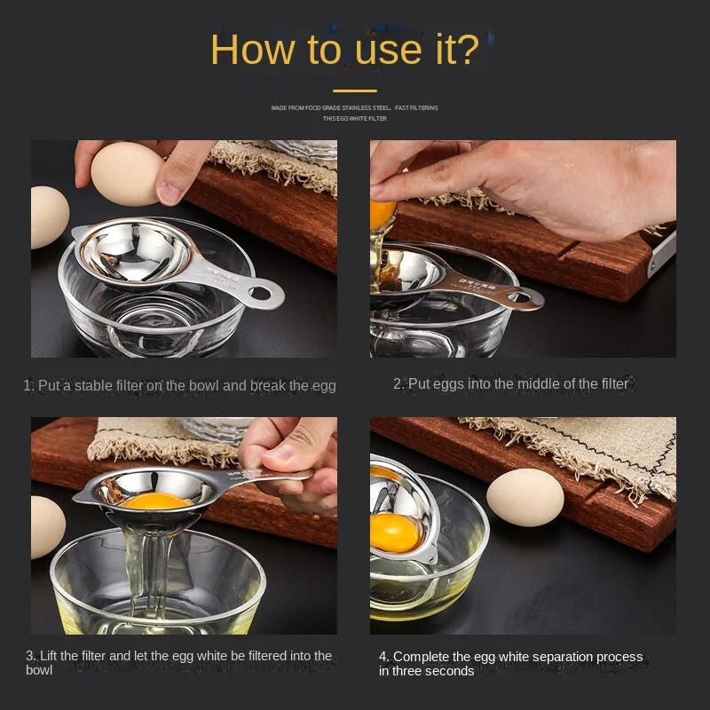 1Pc Stainless Steel Egg Yolk Separator Egg White Separator Egg Divider Tool for Cooking Baking Camping BBQ Accessories Essential