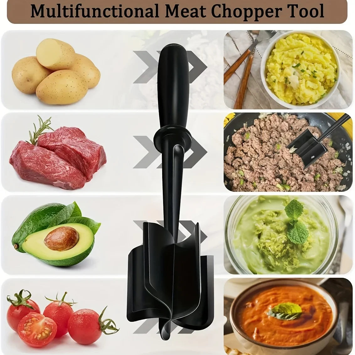 Kitchen Meat Chopper Ground Beef Masher Mixing Grinding and Pounding Spatula Meat Scraper for Mincing Meat Home Gadgets