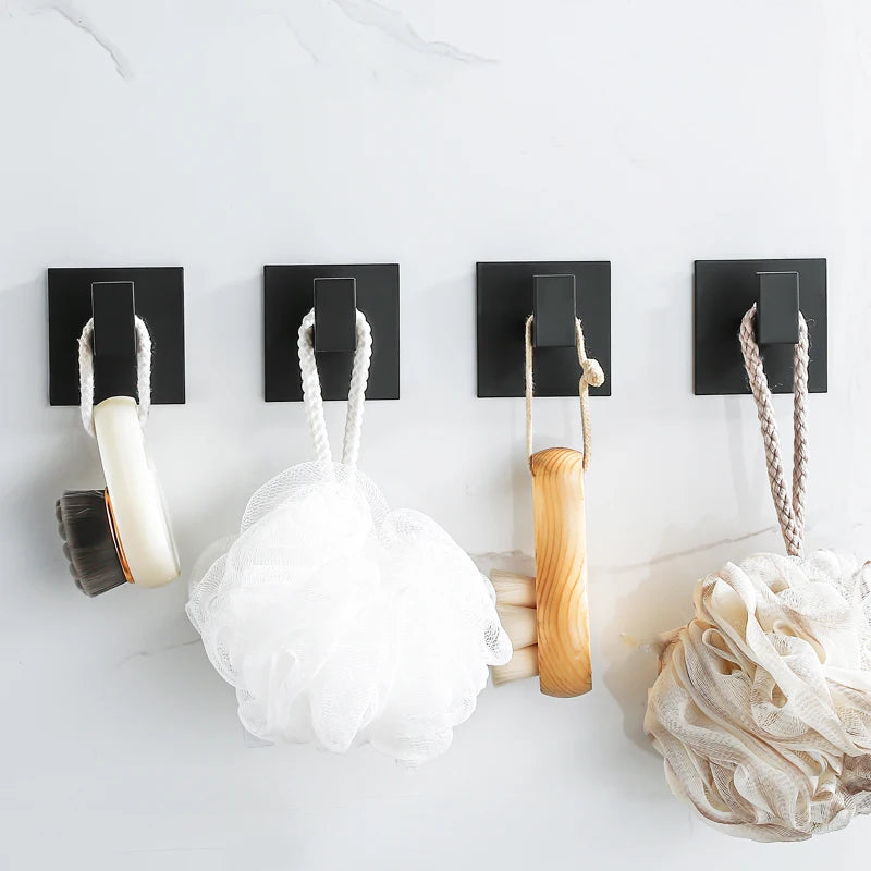 Black Self-Adhesive Wall Hooks for Hanging Keys Clothes Hanger Door 3M Robe Hook Coat Rack Towel Holder Bathroom Accessories