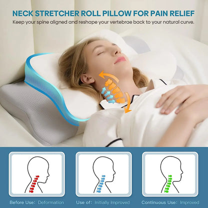 Pulatree Odorless Orthopedic Pillow for Neck and Shoulder Pain Memory Foam Neck Pillow Ergonomic Sleeping Cervical Pillow